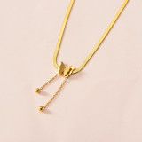 Stainless steel double-layer frosted butterfly necklace