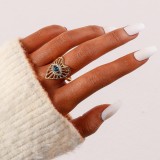 Stainless steel adjustable hollow love eye ring