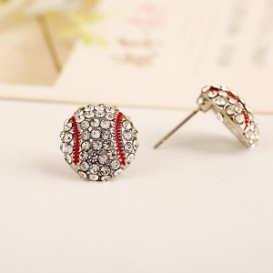 Diamond earrings alloy full diamond ball earrings football baseball earrings