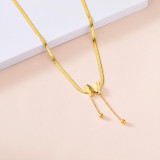 Stainless steel double-layer frosted butterfly necklace