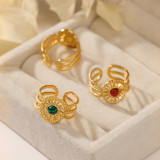Natural stone stainless steel opening adjustable ring