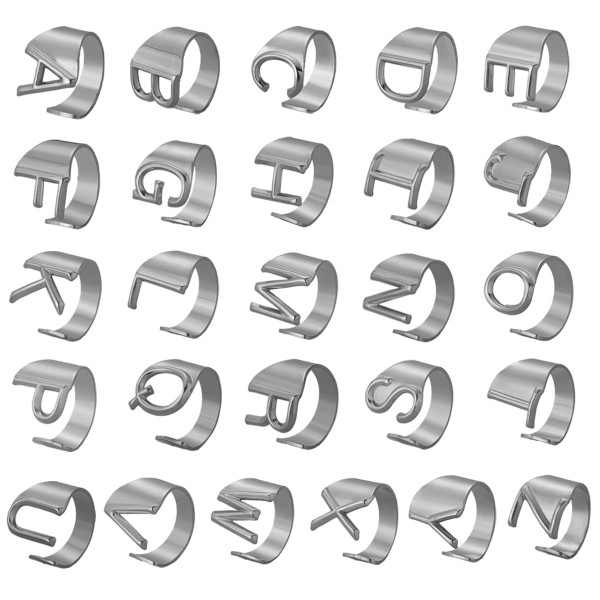 26 letters Stainless steel adjustable  ring