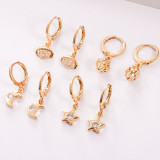 Star Moon Love Zircon Copper Earrings