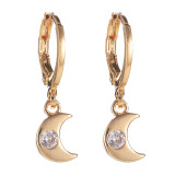 Star Moon Love Zircon Copper Earrings