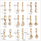 Star Moon Love Zircon Copper Earrings
