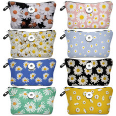 Small Daisy Makeup Bag Multi-functional Dumpling Storage Wash Bag fit 20mm snaps chunks Snaps button jewelry wholesale