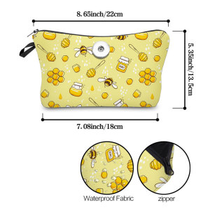 Honeybee print Makeup Bag Multi-functional Dumpling Storage Wash Bag fit 20mm snaps chunks Snaps button jewelry wholesale