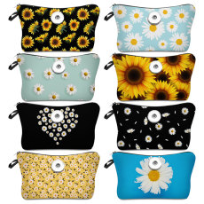 Sunflower Small Daisy Makeup Bag Multi-functional Dumpling Storage Wash Bag fit 20mm snaps chunks Snaps button jewelry wholesale