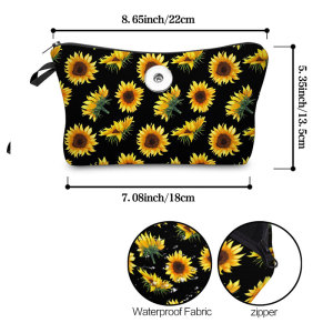 Sunflower Small Daisy Makeup Bag Multi-functional Dumpling Storage Wash Bag fit 20mm snaps chunks Snaps button jewelry wholesale