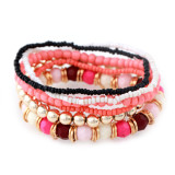 Bohemian 4-layer rice bead mixed multi-color bracelet