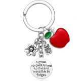 Stainless steel key ring letter owl key ring flower teacher's day gift