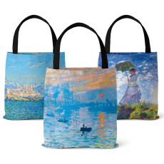 Monet Sunrise Impressionist Oil Painting Digital Printing Canvas Bag