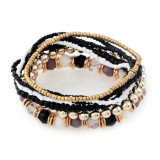 Bohemian 4-layer rice bead mixed multi-color bracelet