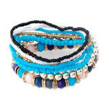 Bohemian 4-layer rice bead mixed multi-color bracelet