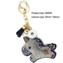 20MM Snaps button jewelry wholesale Cartoon unicorn tassel key chain