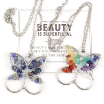Hand-wound butterfly life tree natural stone necklace