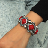 Geometric turquoise elastic bracelet