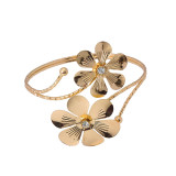 Metal flower armband with diamond open arm bracelet bracelet