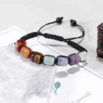 Natural Tiger Eye Stone Topaz Agate Colorful Beaded Natural Stone Bracelet