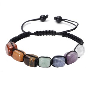 Natural Tiger Eye Stone Topaz Agate Colorful Beaded Natural Stone Bracelet