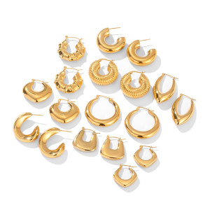Geometric advanced light luxury stainless steel hollow earrings