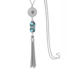 45+5cm crystal bead tassel necklace fit  20MM Snaps button jewelry wholesale