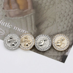 23MM Lovely cat bowknot metal Rhinestones snap button charms