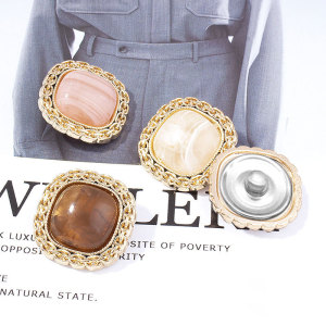 24MM Gold Square  snap button charms