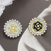 23MM Metal camellia pearl diamond snap button charms