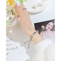 Stainless steel zircon ball adjustable bracelet