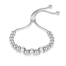 Stainless steel zircon ball adjustable bracelet