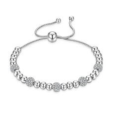 Stainless steel zircon ball adjustable bracelet