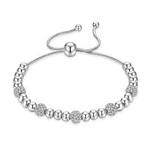 Stainless steel zircon ball adjustable bracelet