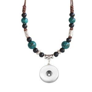 Beaded ceramic adjustable length necklace fit  20MM Snaps button jewelry wholesale