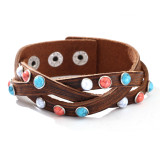 Genuine leather Turquoise inlaid leather bracelet