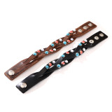 Genuine leather Turquoise inlaid leather bracelet