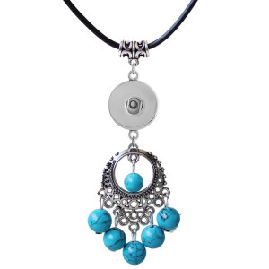 Natural turquoise alloy necklace fit  20MM Snaps button jewelry wholesale