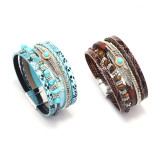 Feather rubble multi-layer leather bracelet