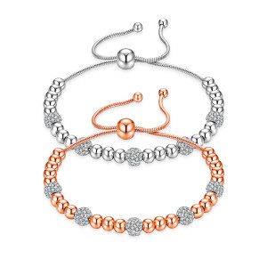Stainless steel zircon ball adjustable bracelet