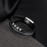 Stainless steel Multi-layer woven leather bracelet