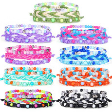 Three-piece hand-woven wax string bracelet color beaded bohemian bracelet set