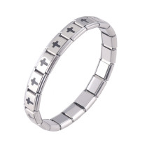 Stainless steel cross elastic bracelet