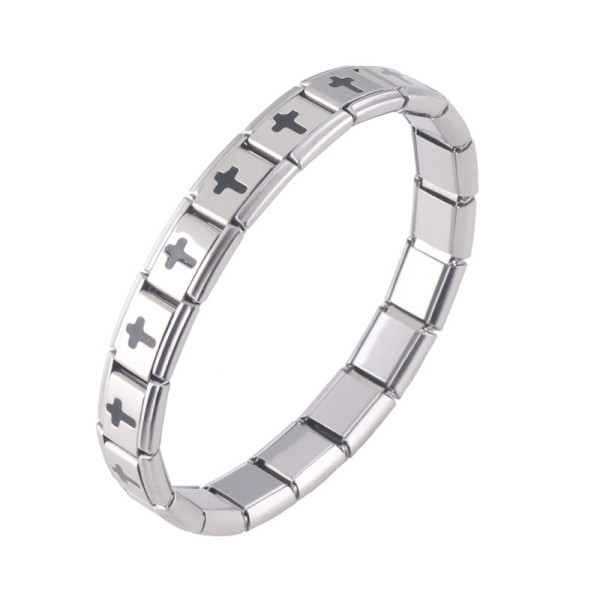 Stainless steel cross elastic bracelet