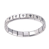 Stainless steel cross elastic bracelet