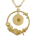 Seahorse Mermaid Shell Metal Pendant 60CM Necklace fit 20MM Snaps button jewelry wholesale