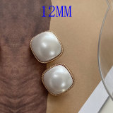 12MM Metal square pearl snap button charms