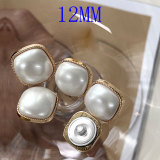 12MM Metal square pearl snap button charms
