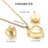 Stainless steel hollow heart shaped love circular large pendant necklace earrings set Mother's Day gift
