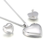 Stainless steel hollow heart shaped love circular large pendant necklace earrings set Mother's Day gift