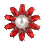 20MM design snap Silver Plated With rhinestones and pearl charms snaps jewerly